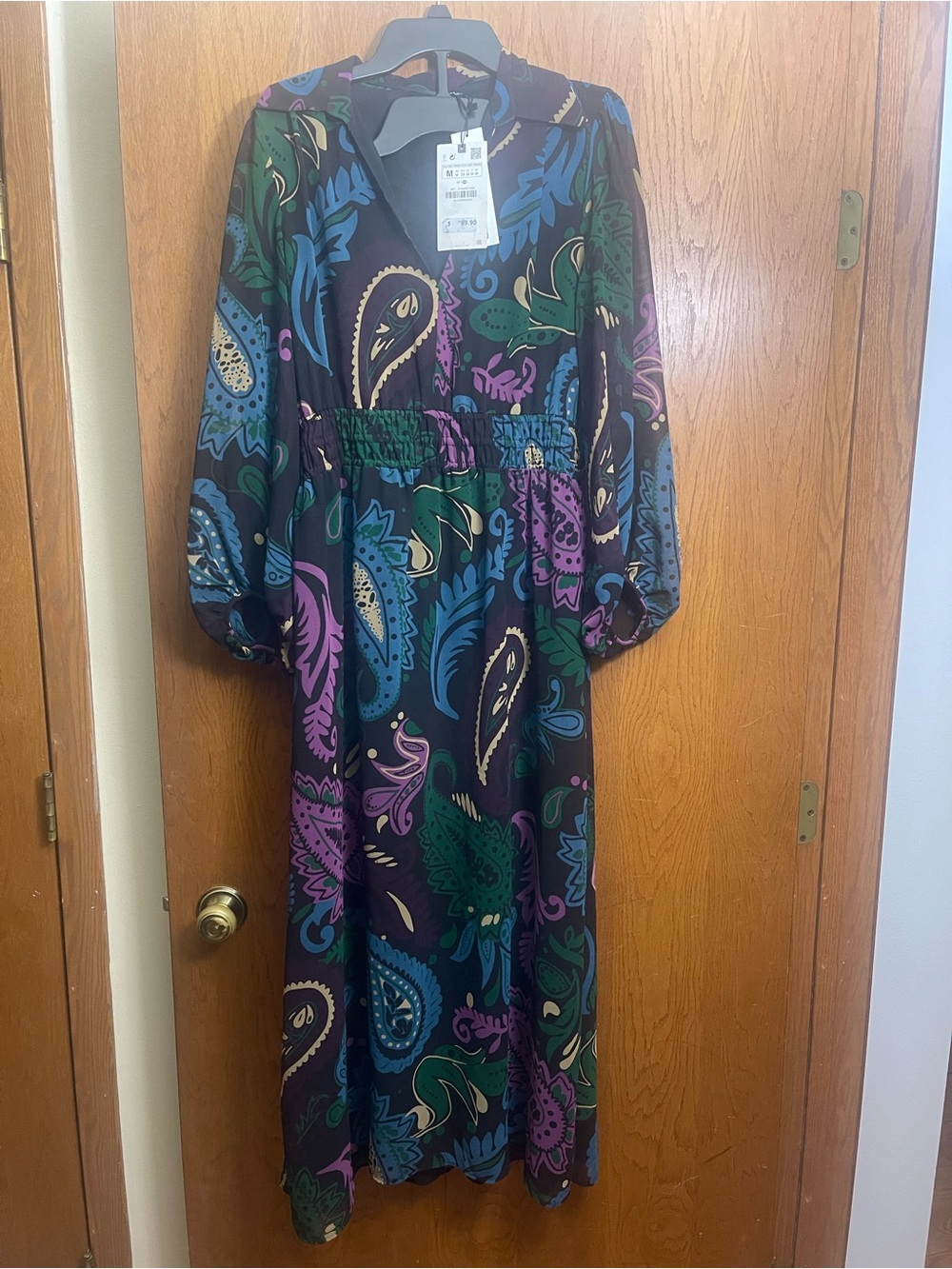 Zara Paisley Maxi Dress with Green, Blue & Purple